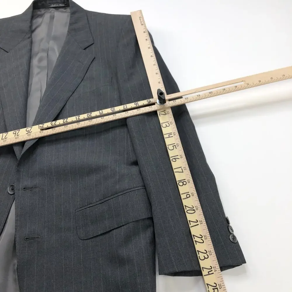 Ermenegildo Zegna Pinstriped 39 Custom Blazer Sport Coat Jacket Gray